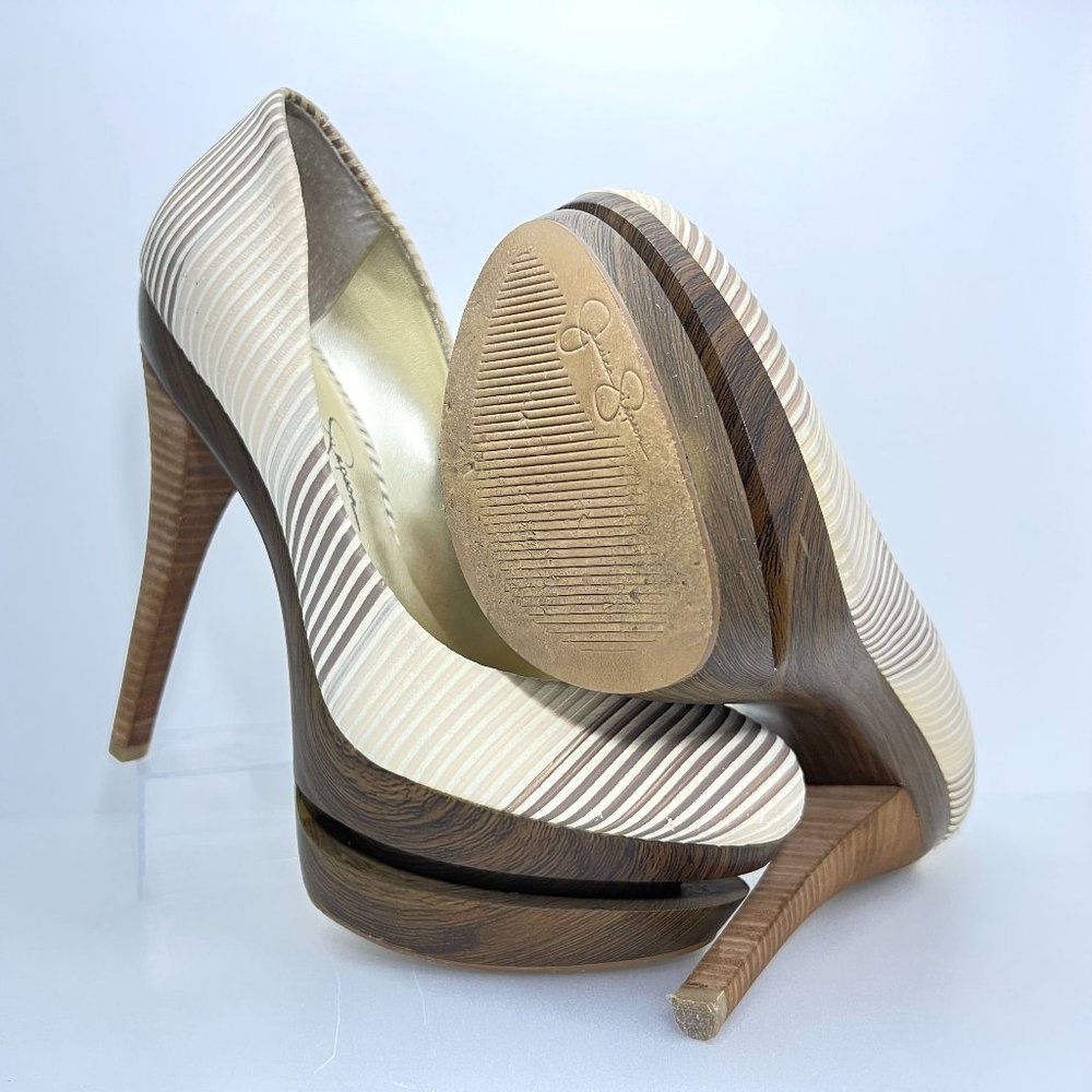 Jessica Simpson Cream and Brown Platform Heels